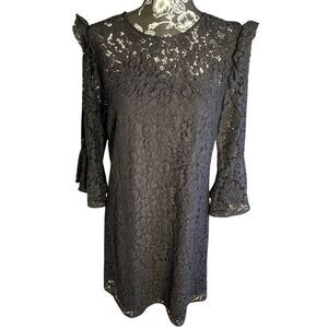 Ann Taylor Gorgeous Black Dress with Lace Overlay Gothcore Size 6